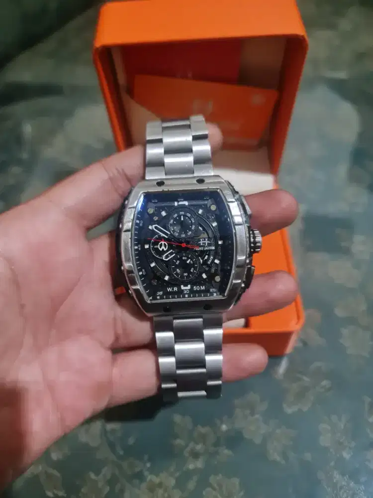 Evan jayden 9558 chrono tgl aktif rantai stainless ori mulus lengkap