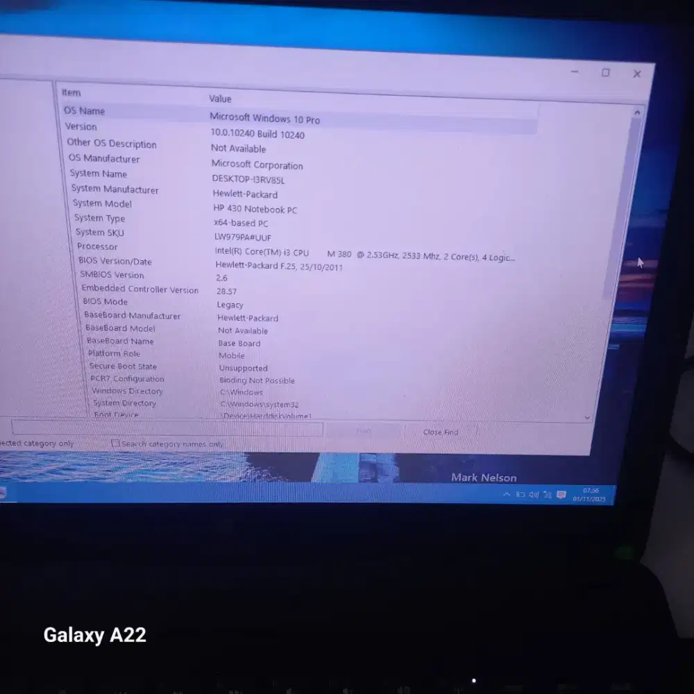 Laptop hp 430 Core I3 M380 2,53 Ghz terawat minus batre