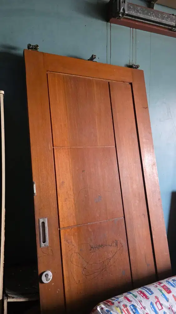 Pintu kayu geser + rail