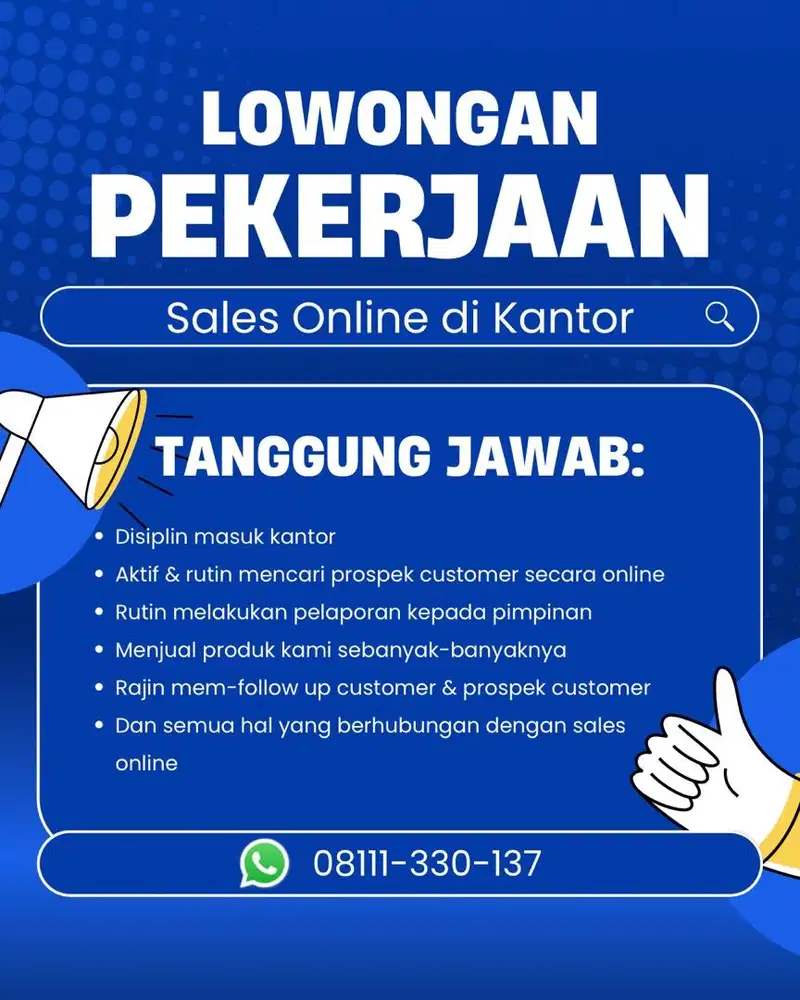 Loker Sales Online di Kantor
