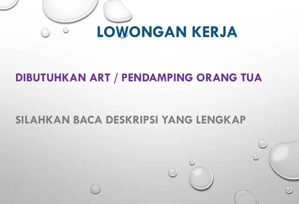 Lowongan Kerja ART Pembantu Pendamping Lansia