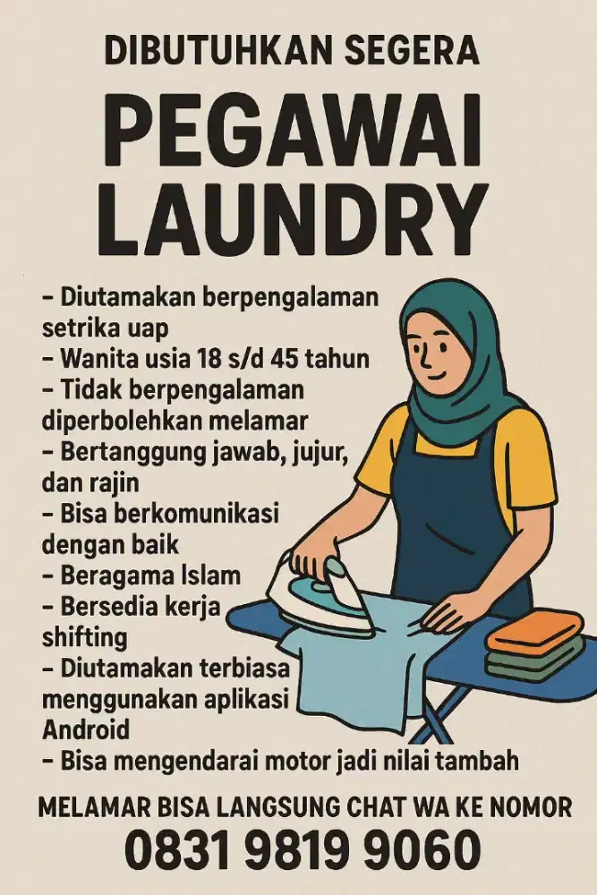 Lowongan kerja setrika laundry