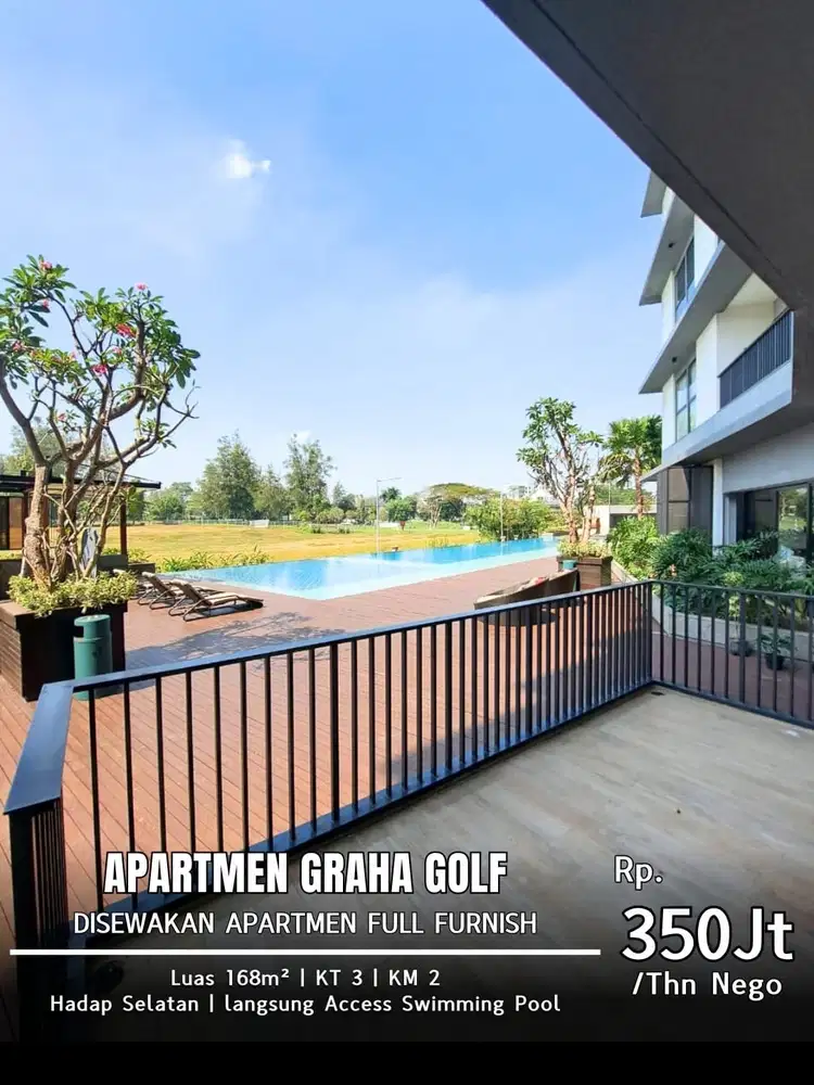 DISEWAKAN APARTEMENT FURNISHED GRAHA GOLF ALEXA LANTAI 1! POOL ACCESS!