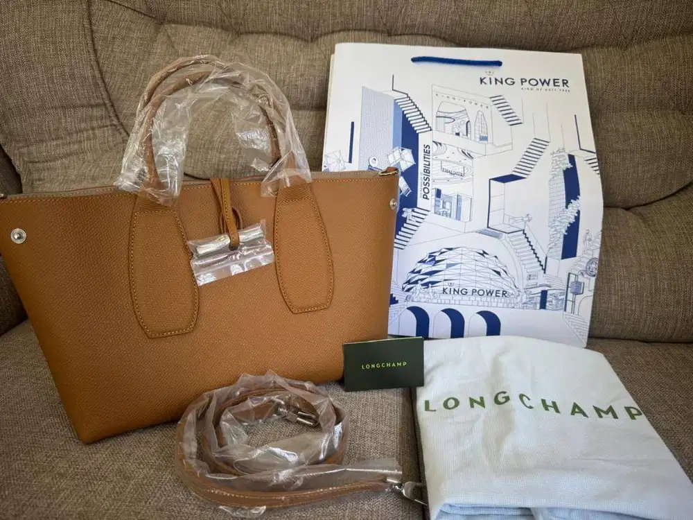 Longchamp Roseau Medium Top Handle Leather Natural/Tan