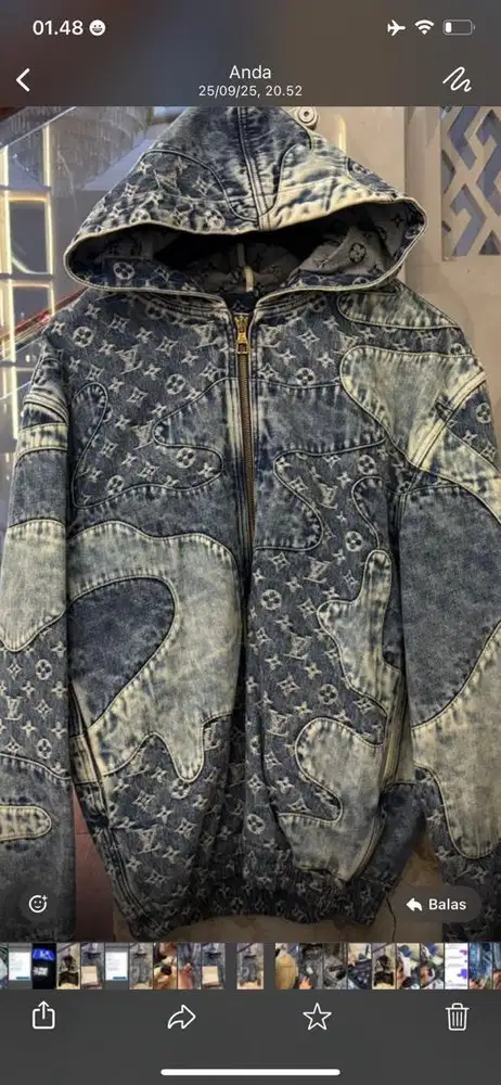 lv denim monogram hoody otentic