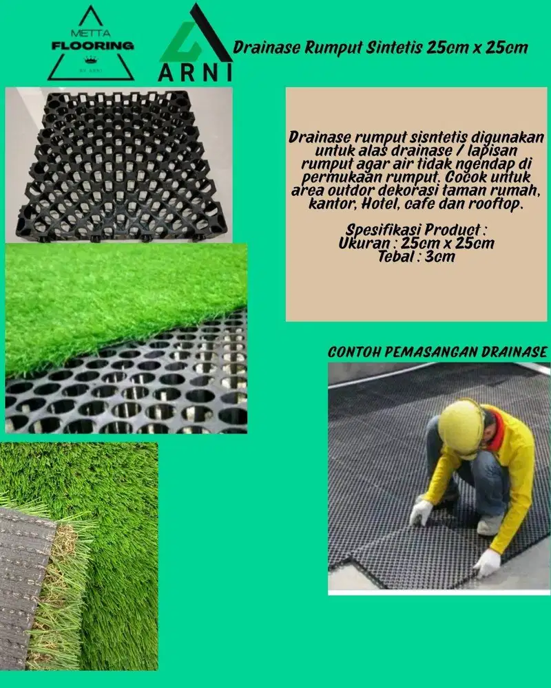 Drainase Rumput Sintetis 25cm x 25 cm