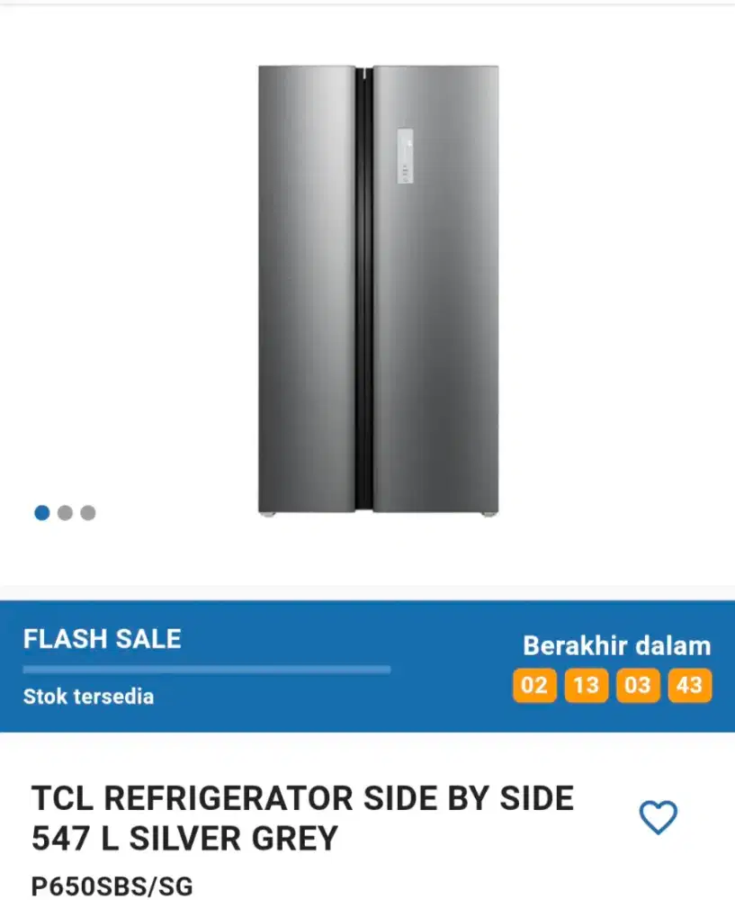 TCL REFRIGERATOR SIDE BY SIDE 547 L SILVER GREY
