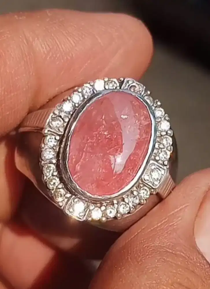 Padparadscha Paparaca permata langka ring perak