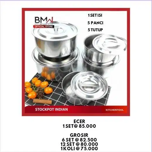 Panci Indian Pot terbuat dari bahan   Stainless Steel