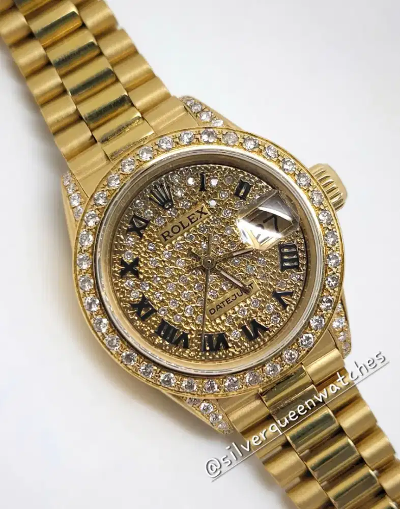 Rolex ladies 18K gold full diamonds