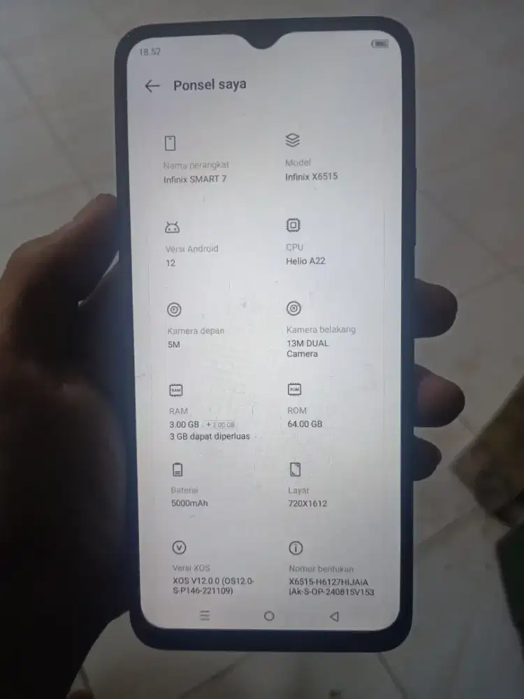 Jual hp Infinix smart 7 ram 3/64