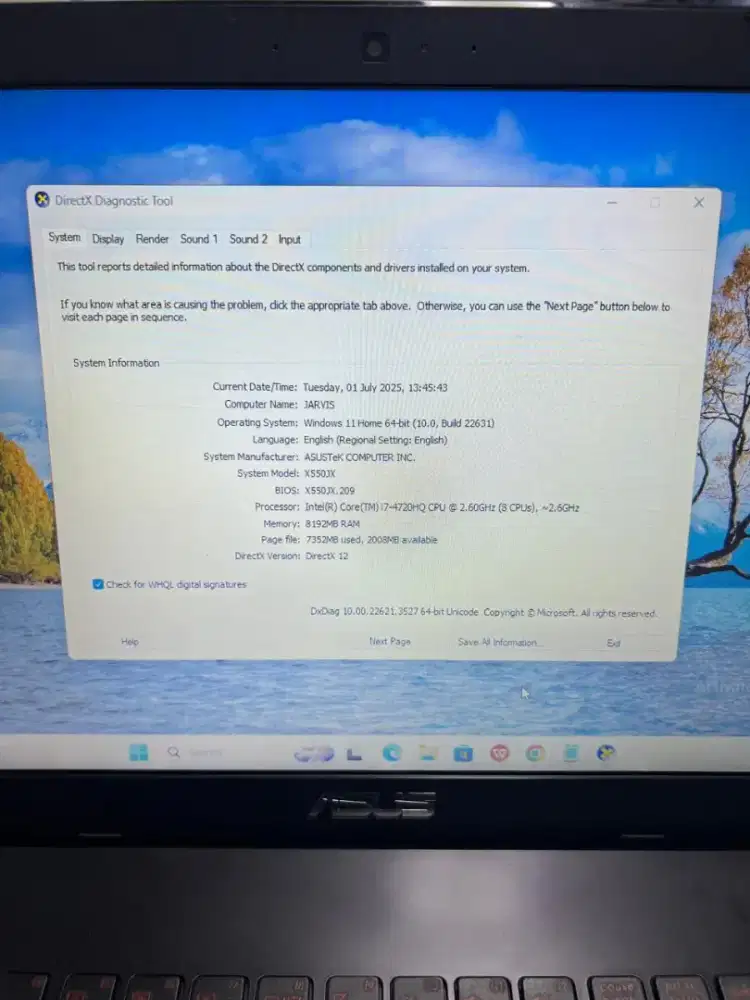 Laptop gaming asus X550JX