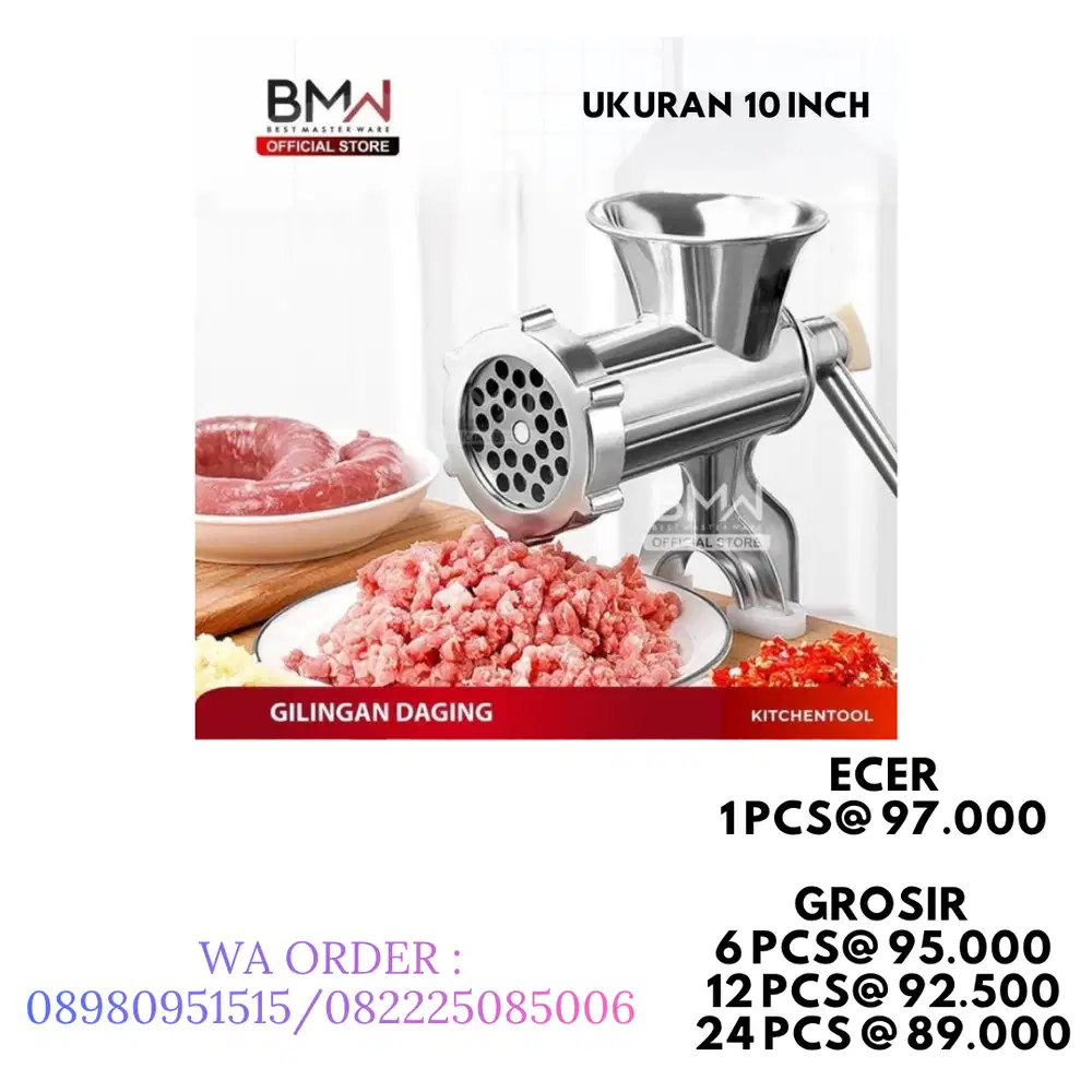 Gilingan / Penggiling Daging Alumunium Meat Mincer Manual 10 inch