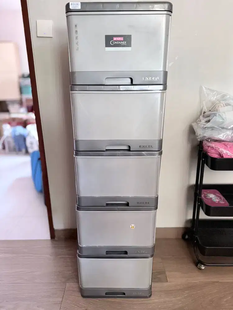 Lemari Laci Rak Excel Warna Abu-Abu Tinggi 140cm Merek Lion Star Asli