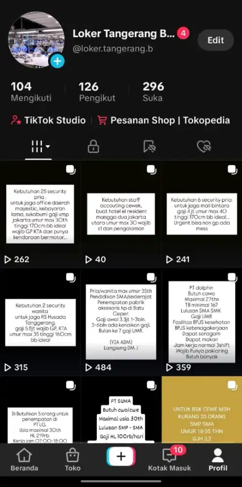Info loker via ADM bisa langsung cek vt tiktok