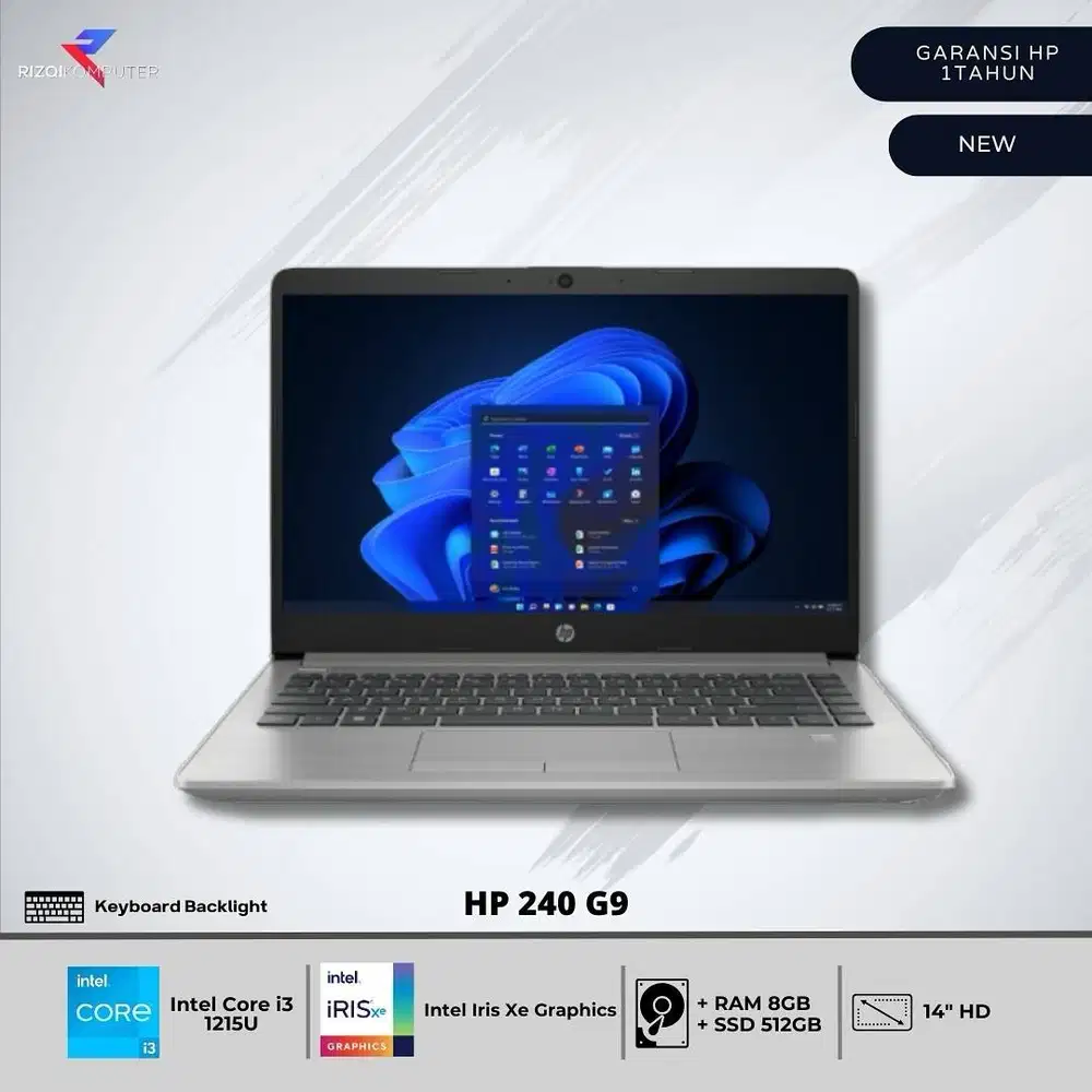 HP 240 G9,Intel Core i3-1215U Ram 8GB , SSD 512GB NEW