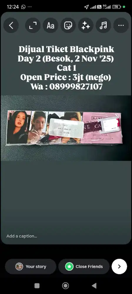 Dijual Tiket Konser Blackpink Cat 1 2Nov25 Jakarta Indonesia GBK