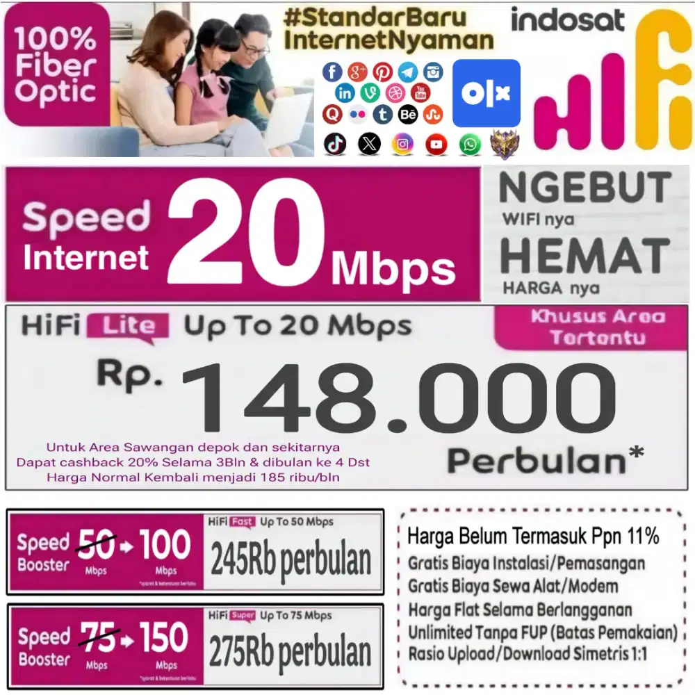 Pasang wifi murah indosat HIFI Harga Flat Selama Langganan