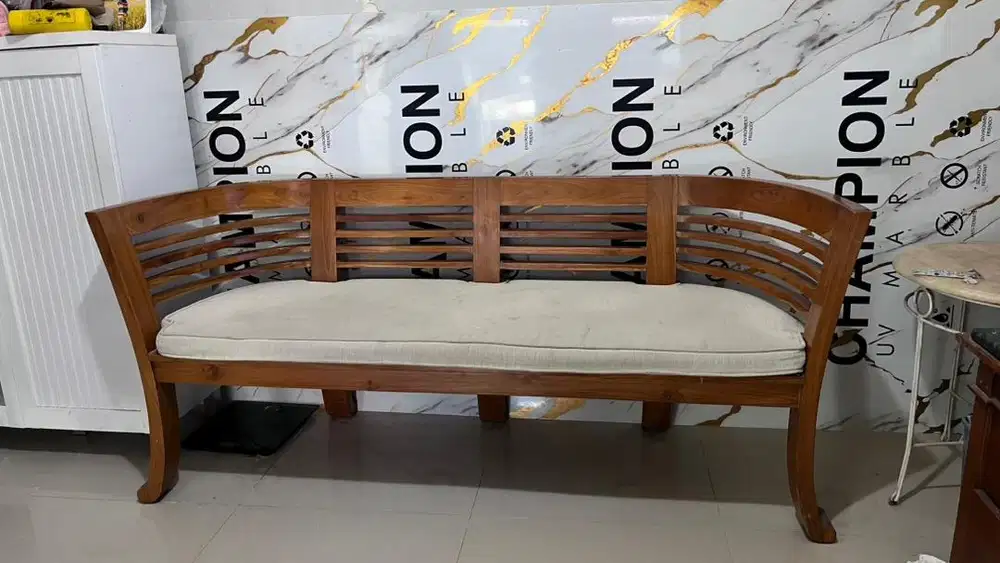 Kursi bangku kayu jati 3 seat bekas nego