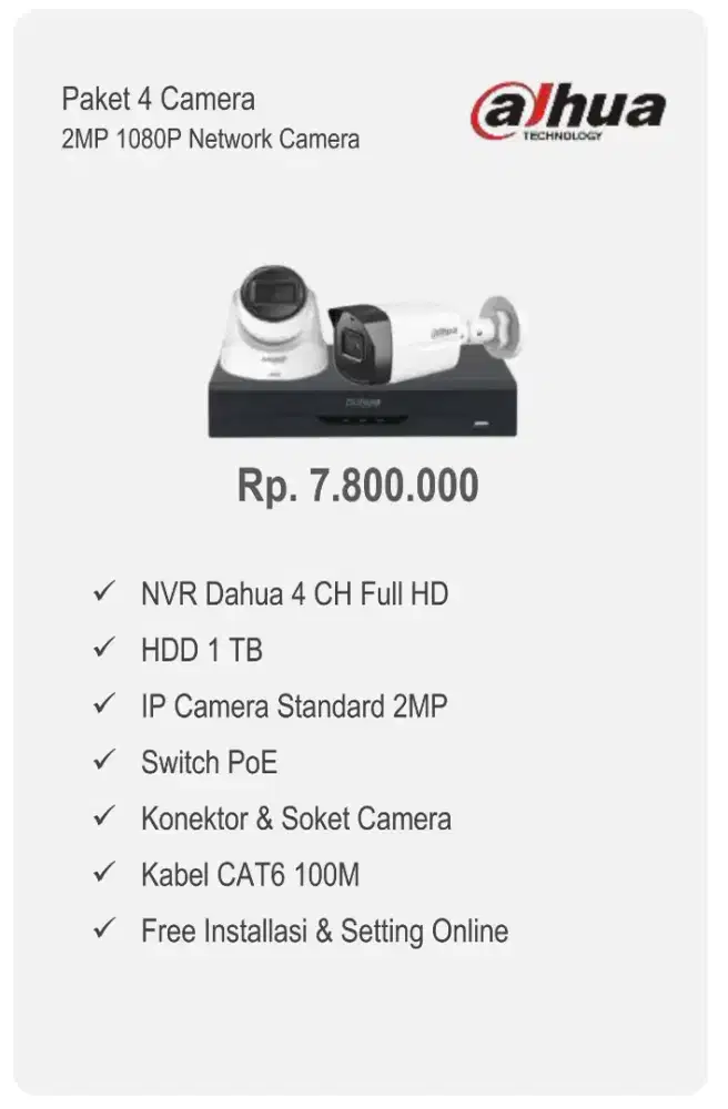 PAKET 4 IP CAMERA DAHUA