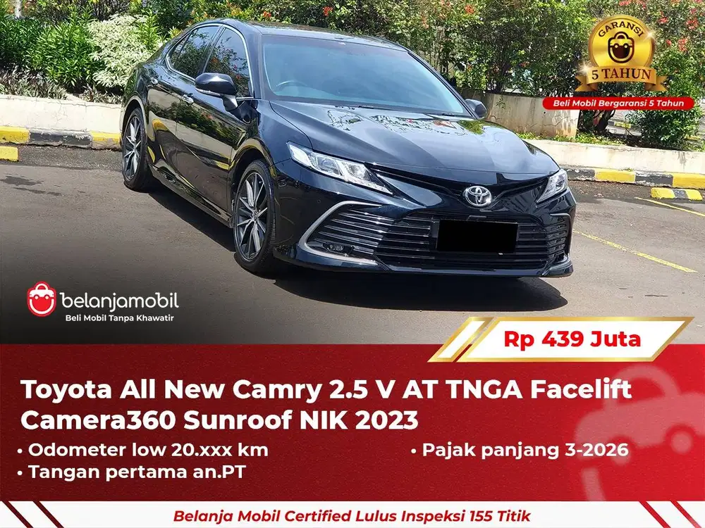 [ GARANSI 5TH ] Toyota Camry 2.5 V AT TNGA Facelift Sunroof 2023 2024