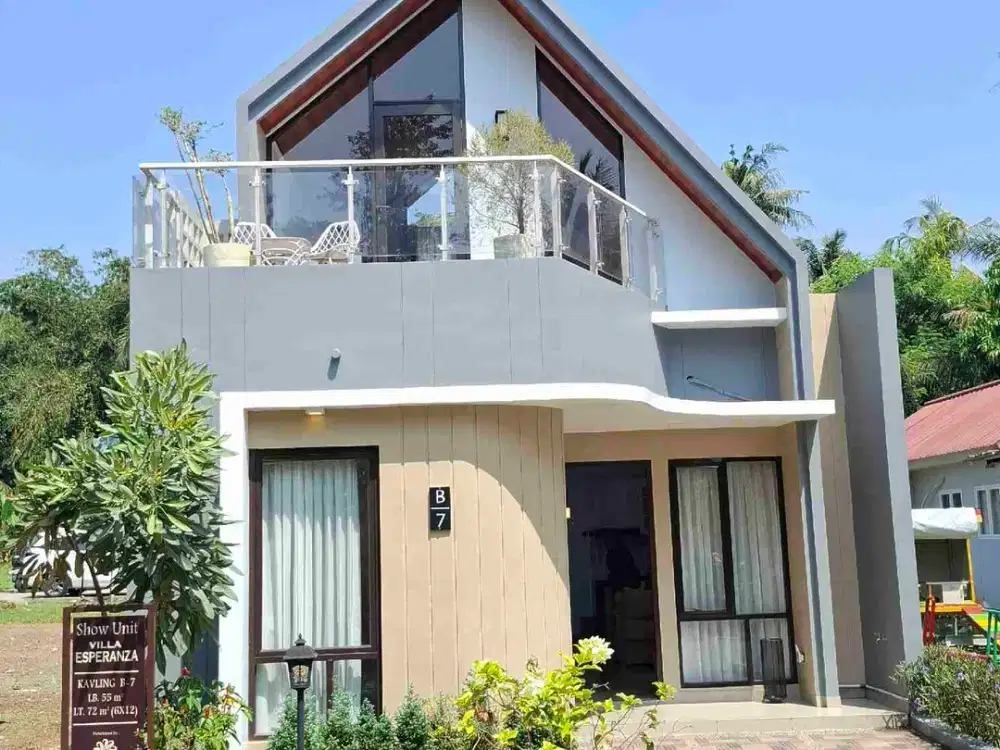 rumah villa desain mezanin fasilitas lengkap promo akhir tahun