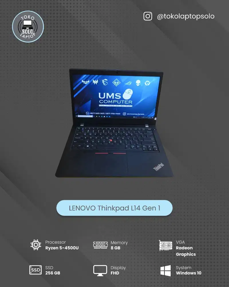 LENVO THINKPAD L14 GEN 1 RYZEN 5 4500U Ram 8GB SSD 256GB