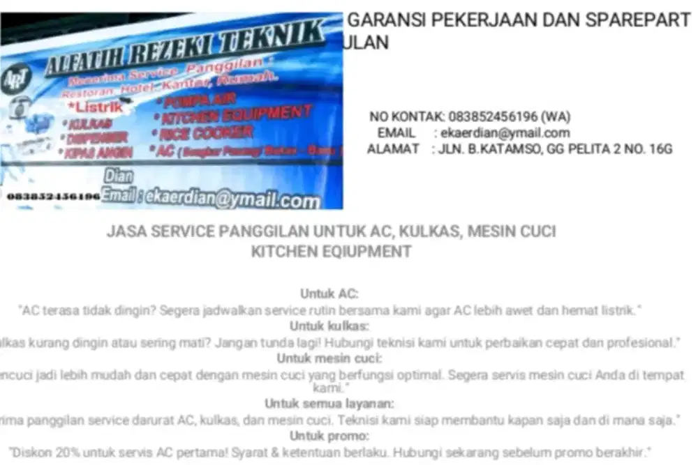 Jasa service panggilan