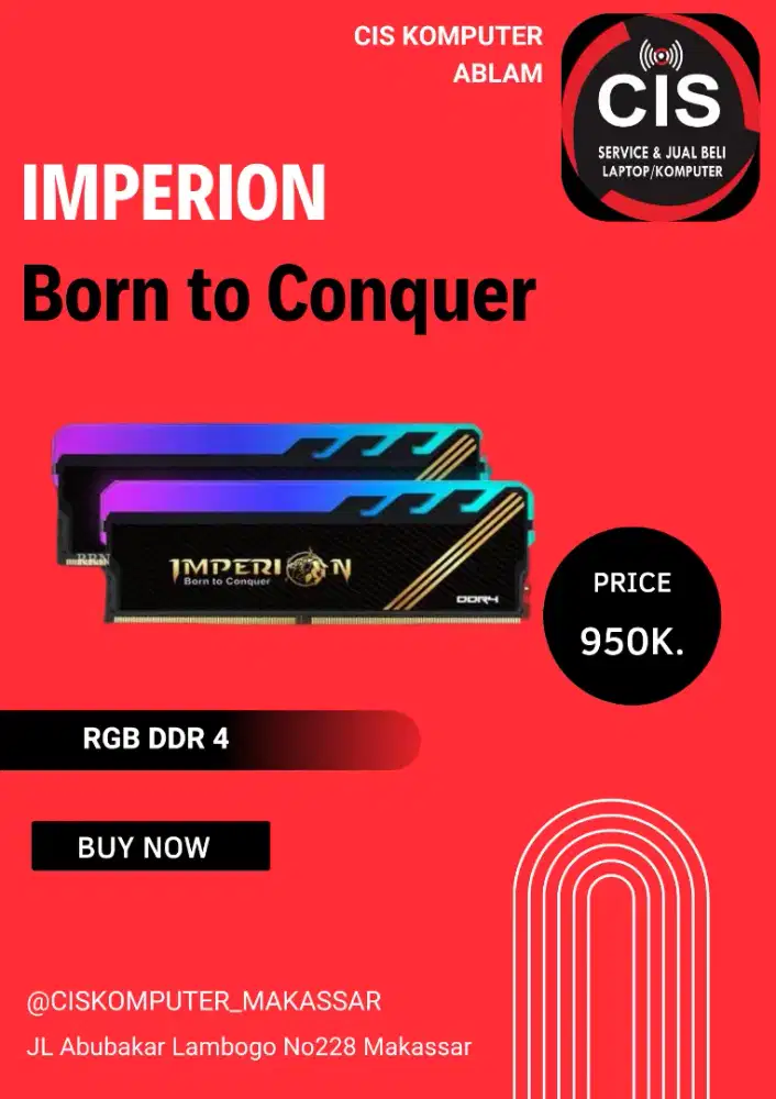Ready Ram Imperion DDR4 8GB RGB