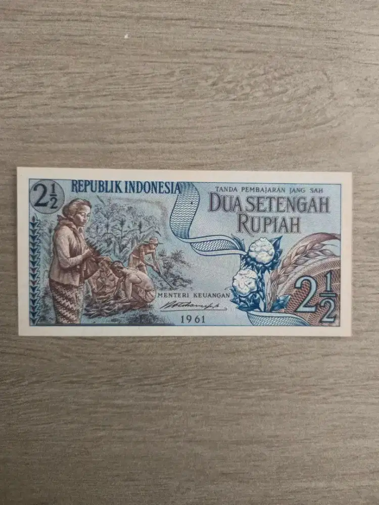 Uang kuno 2½ rupiah tahun 1961