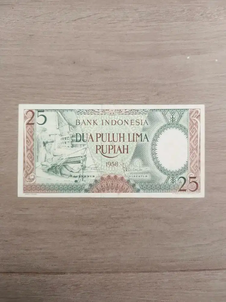Uang kuno 25 rupiah tahun 1958
