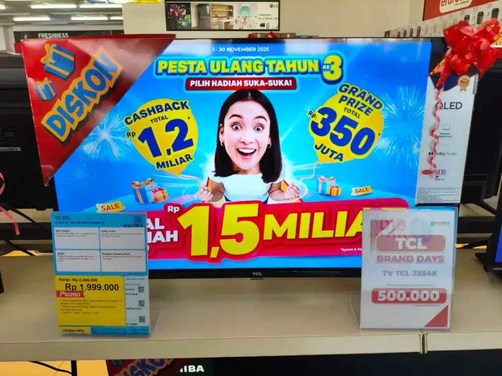 Promo TV TCL 32 Inch Google TV Bisa Cicilan Tanpa DP Gratis 2x Cicilan