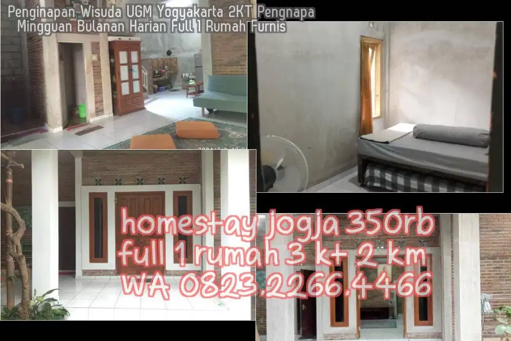 Penginapan Wisuda UGM Yogyakarta 2KT Pengnapa  Mingguan Bulanan Harian