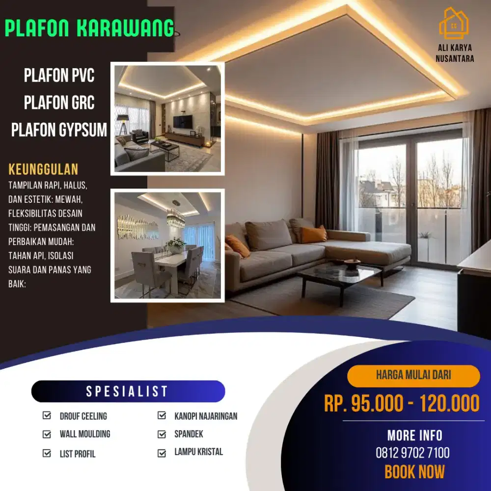 Jasa Pasang Plafon Gypsum Karawang