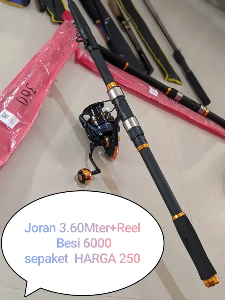 Joran Pancing 3.60 Meter + Reel besi 6000 BARU