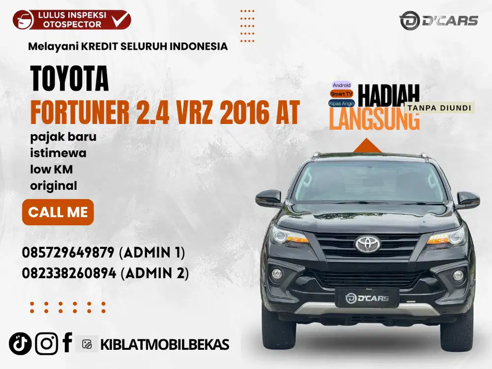 TOYOTA FORTUNER 2.4 VRZ CONVERT TRD  SPORTIVO 2016  PAJAK BARU LOW KM