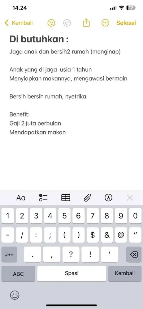 Di cari jaga anak dan bersih2
