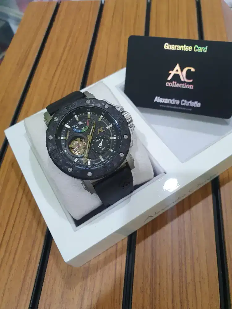Jam tangan alexandre christie 9205 TITANIUM automatic bezel carbon ORI