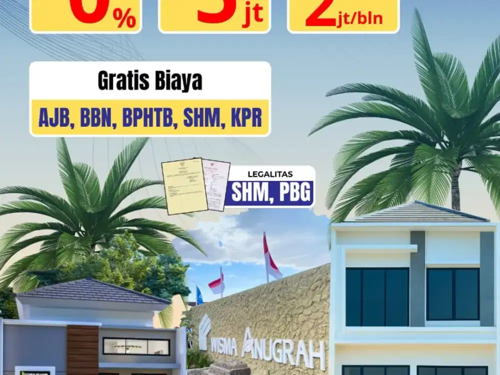 Promo Rumah Murah Cerme Gresik Perum Wisma Anugrah dekat jl. Raya