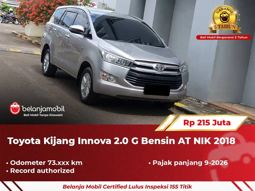 [ GARANSI 5TH ] Toyota Kijang Innova 2.0 G Bensin AT Silver 2018/2019