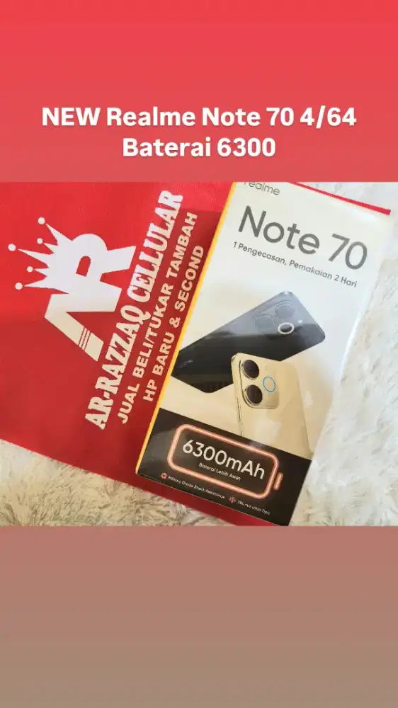 NEW Realme Note 70 4/64 Baterai 6300
