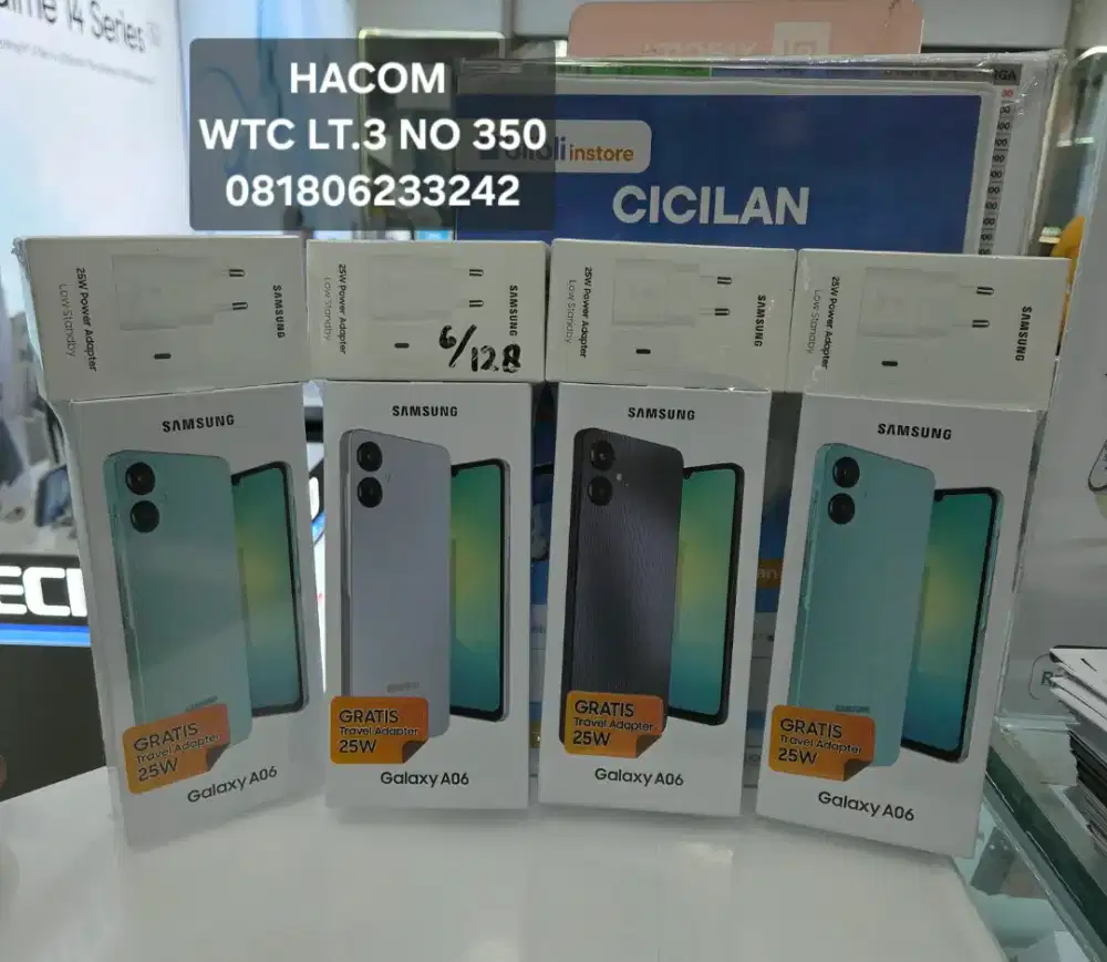 Samsung A06 6+6/128 Baru garansi resmi free temperd silicon