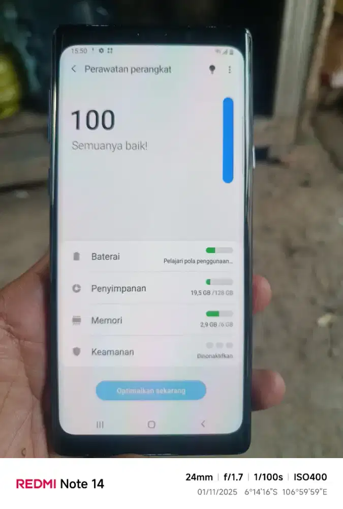 Samsung Note 9 Ram 6 internal 128