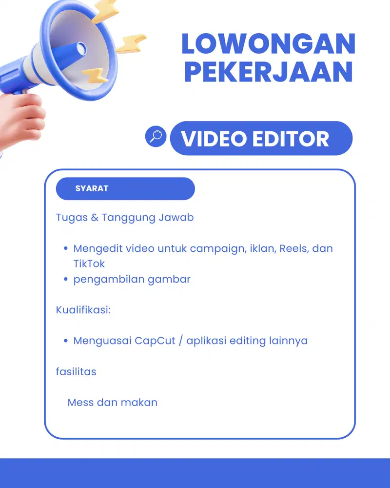 Lowongan Editor video dan design