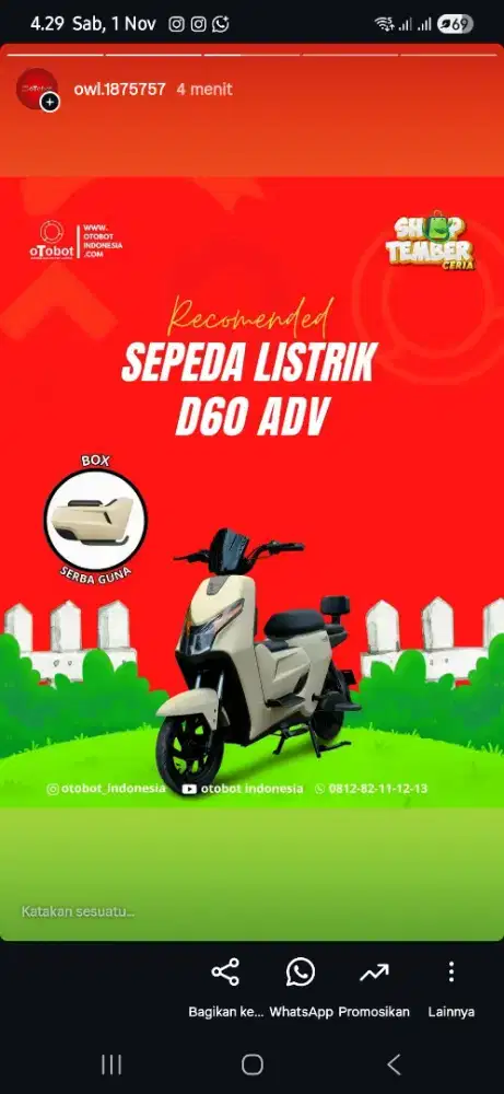 Showroom otobot sepeda dan motor listrik tigaraksa