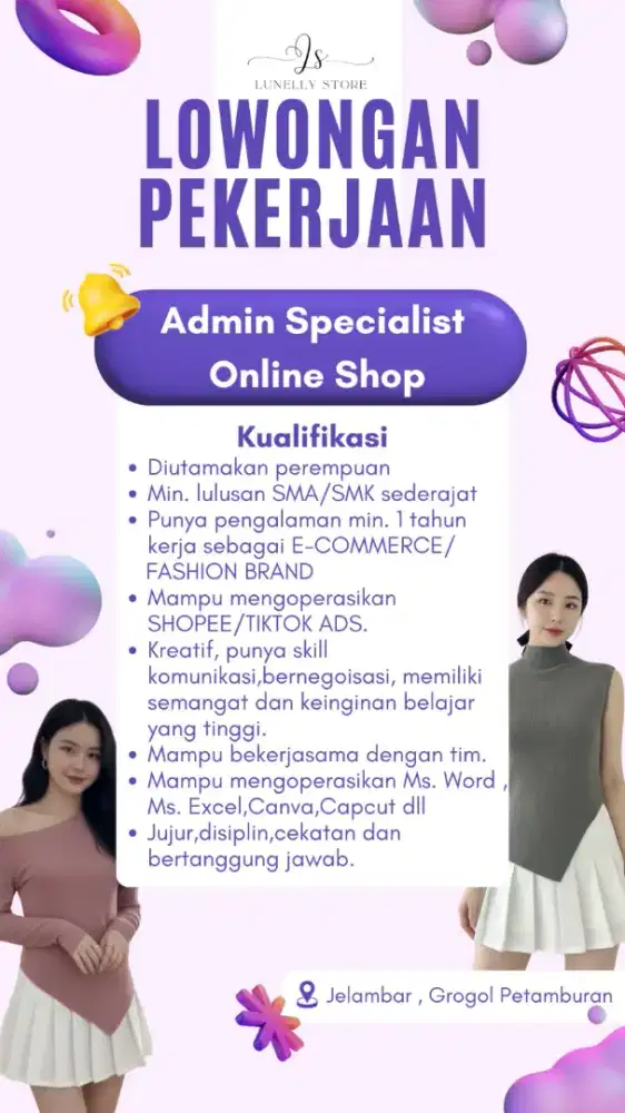 DICARI ADMIN SPECIALIST ONLINE SHOP