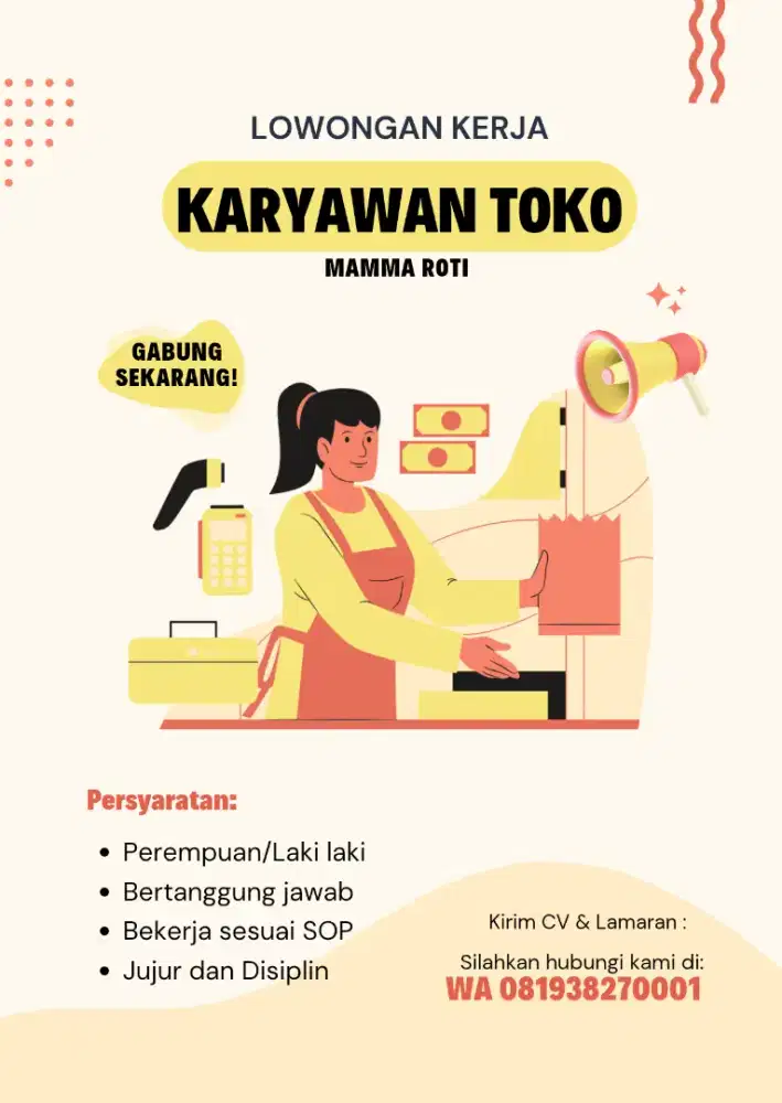 (Dicari Cepat) Karyawan Outlet Mamma Roti Alam Raya jurumudi