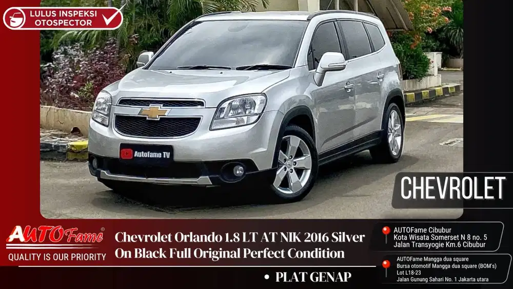Chevrolet Orlando 1.8 LT AT NIK 2016 Silver On Black Full Original