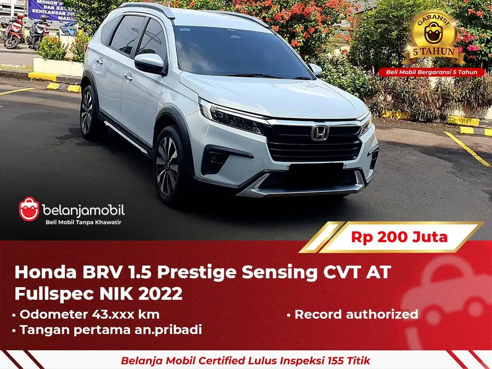[ GARANSI 5TH ] Honda BRV BR-V BR V 1.5 Prestige Sensing AT 2022 2023