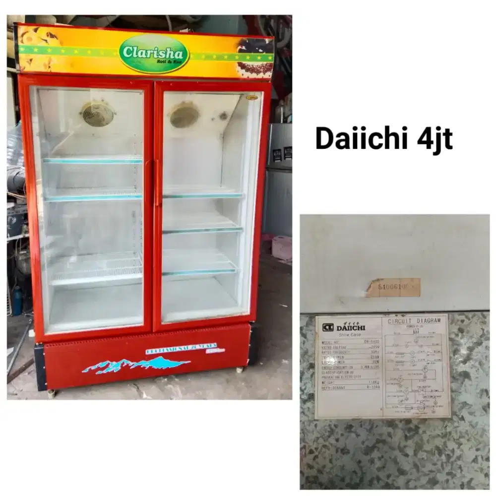 kulkas showcase 2 pintu mrek Daiichi bekas bergaransi